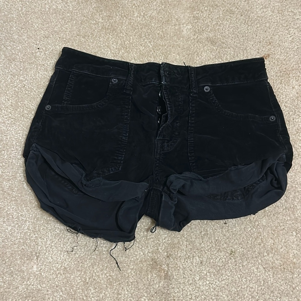 Free people black denim corduroy shorts